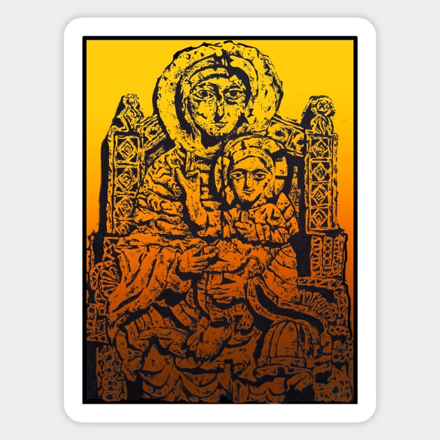 MADONNA AND CHILD DRAWING STONE SCULPTURE Sticker by Larry Butterworth